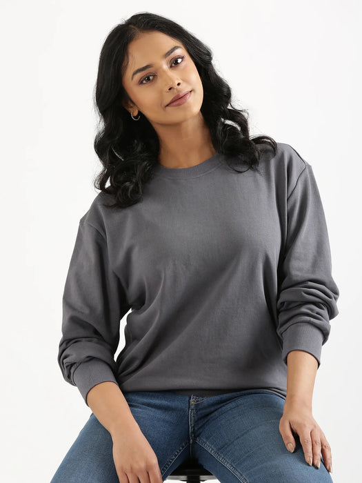 Unisex Grey Round Neck Sweatshirt