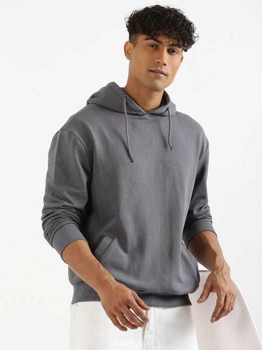 Unisex Grey Pullover Fleece Hoodie