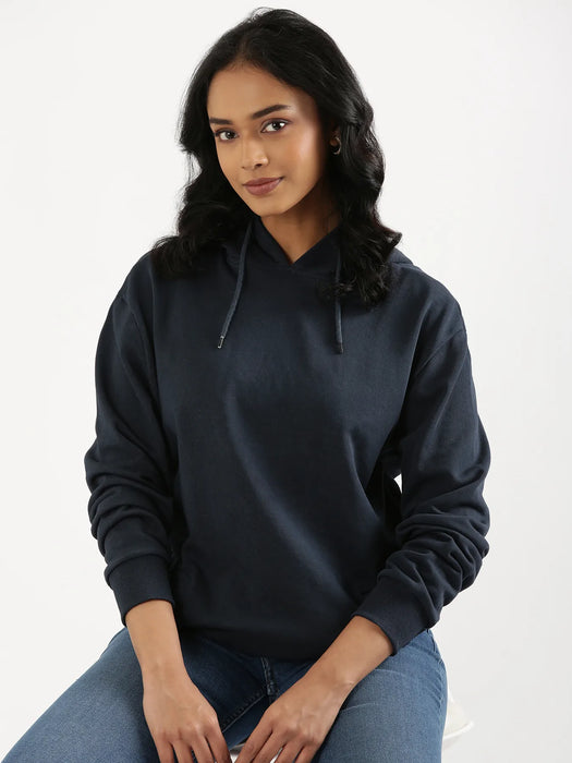 Unisex Navy Blue Pullover Fleece Hoodie