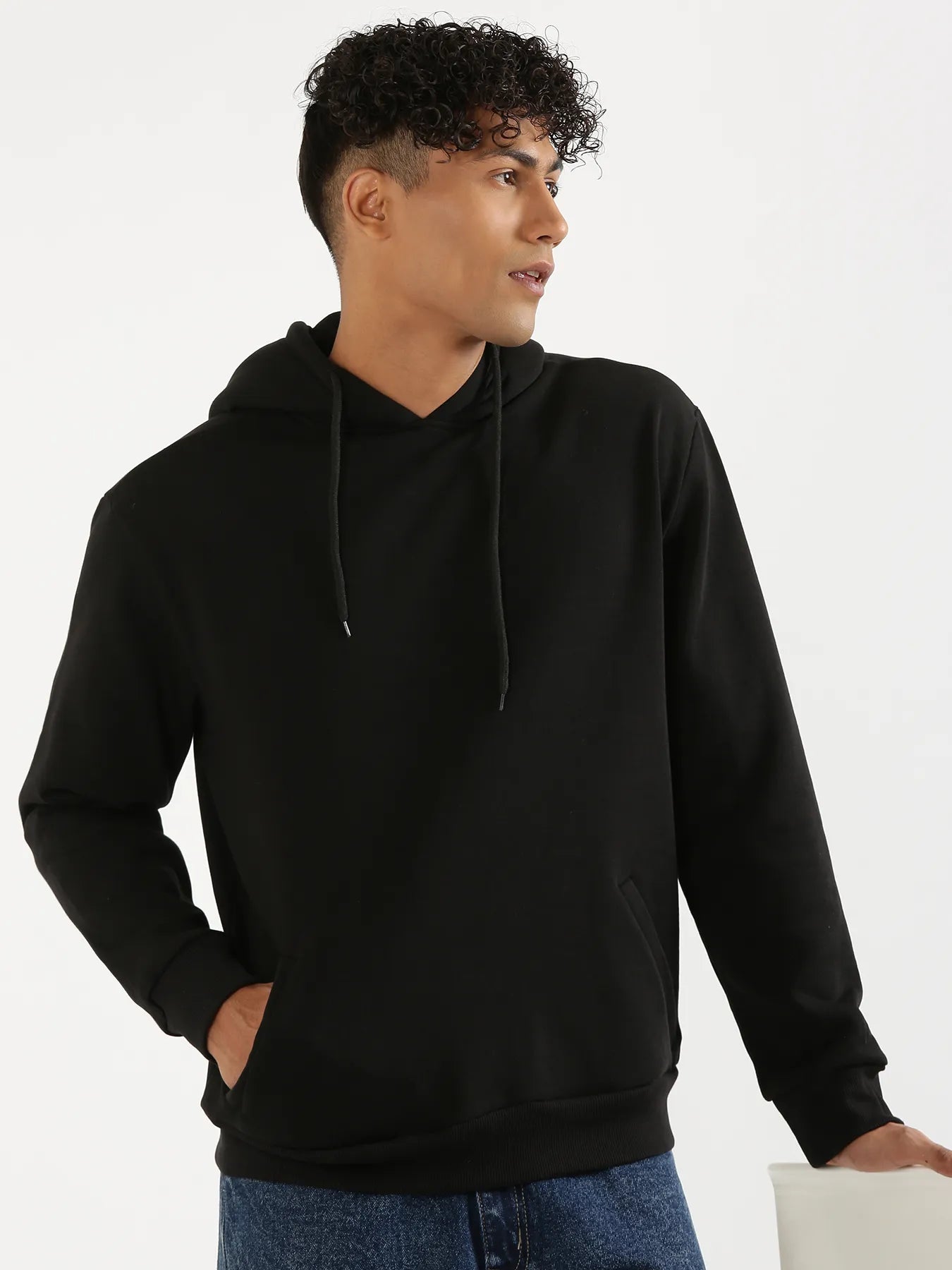 Unisex Black Pullover Fleece Hoodie