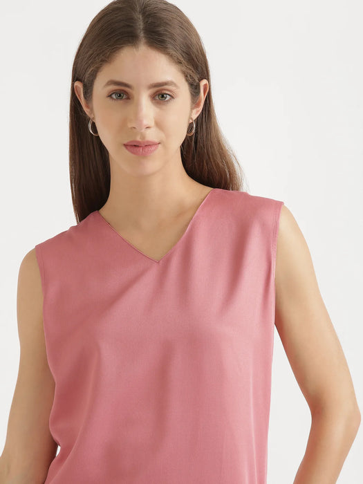 Women Rose V-Neck Sleeveless Top