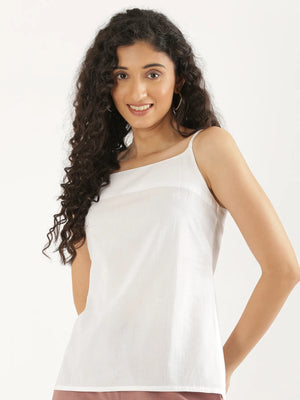 Women White Cotton Camisole Top