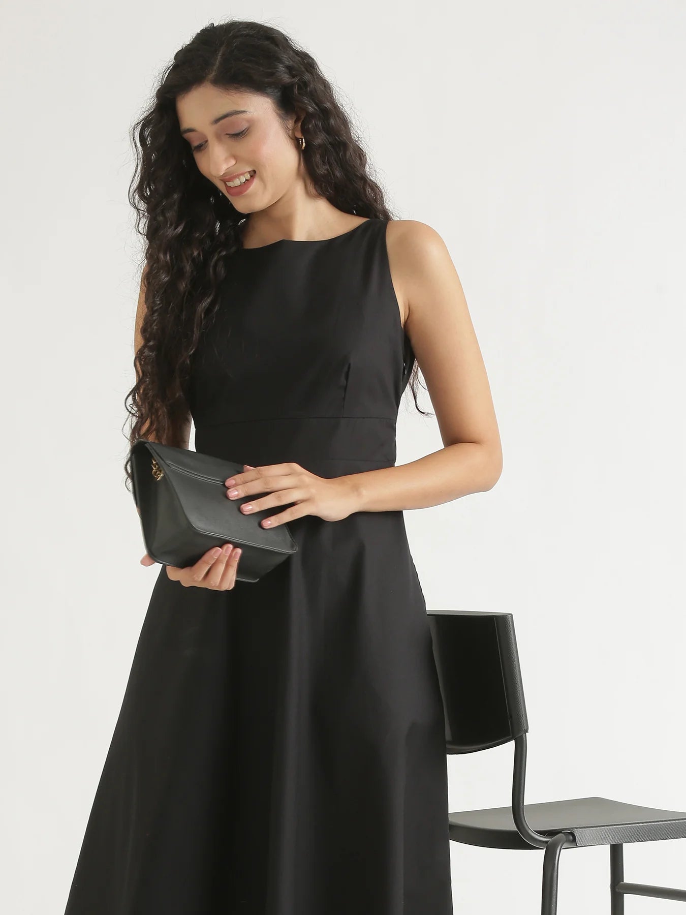Women Black Better Cotton Flared Dress