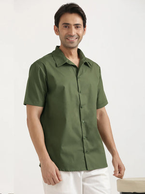 Men Forest Green Better Cotton Short Sleeve Shirt