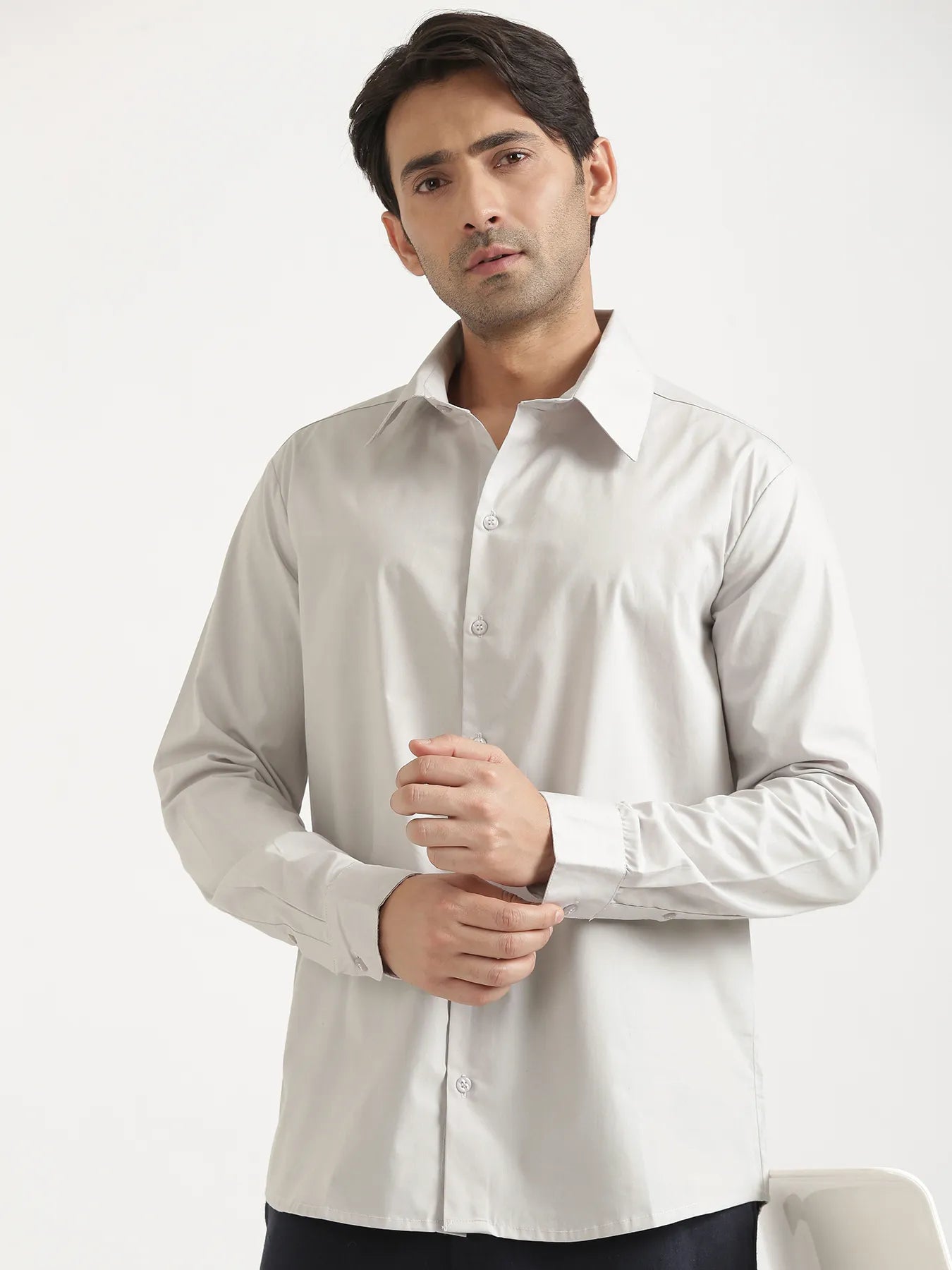 Men Light Grey Better Cotton Full Sleeve Shirt