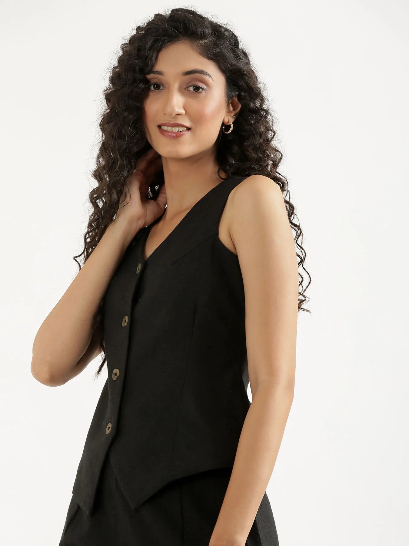 Women Black Waist Coat Co-ord Set