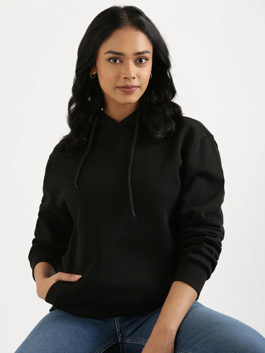 Unisex Black Pullover Fleece Hoodie