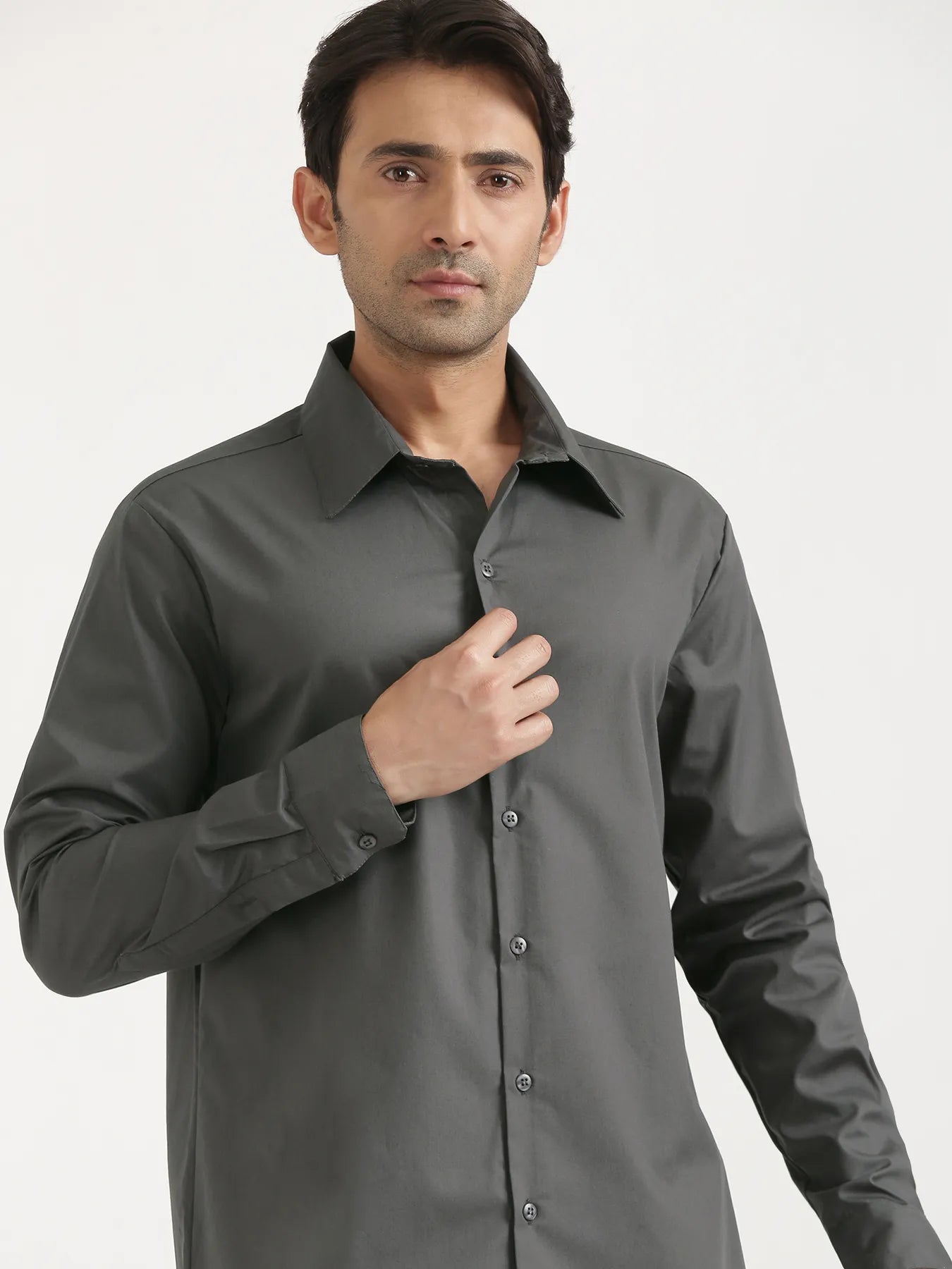 Men Dark Grey Better Cotton Full Sleeve Shirt