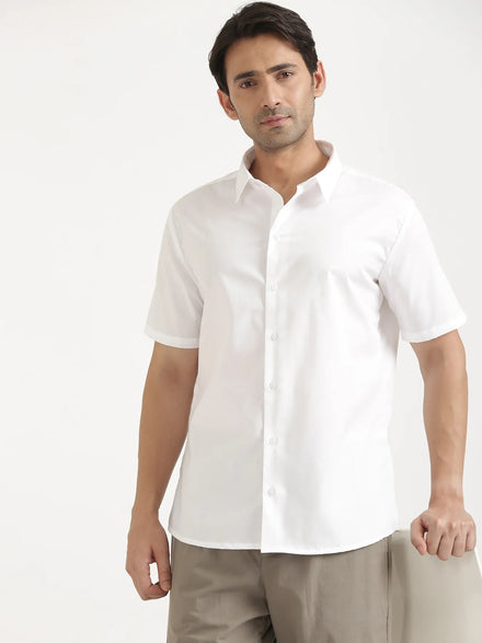 Men White Better Cotton Short Sleeve Shirt