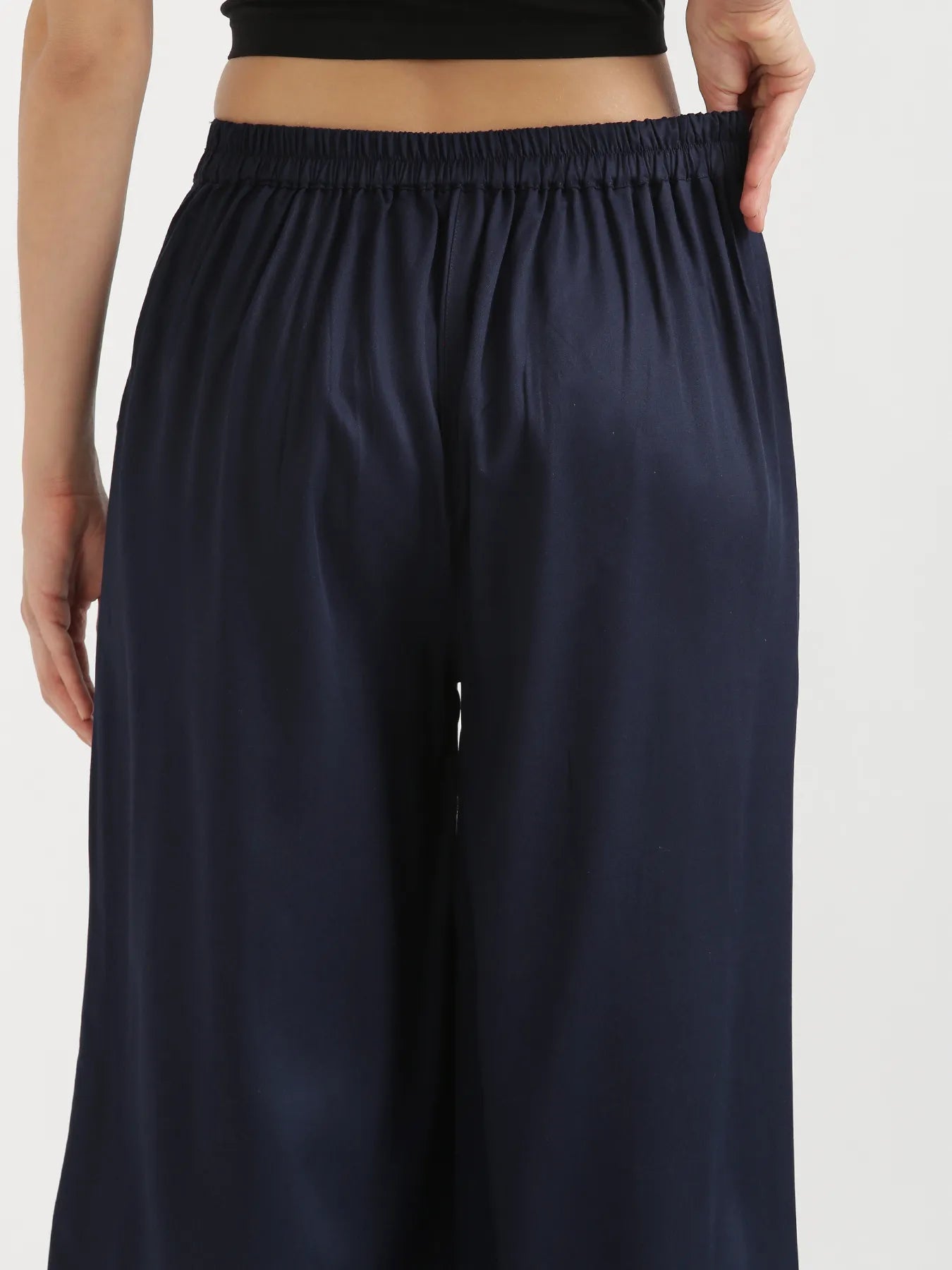 Women Navy Blue Viscose Palazzo Pant