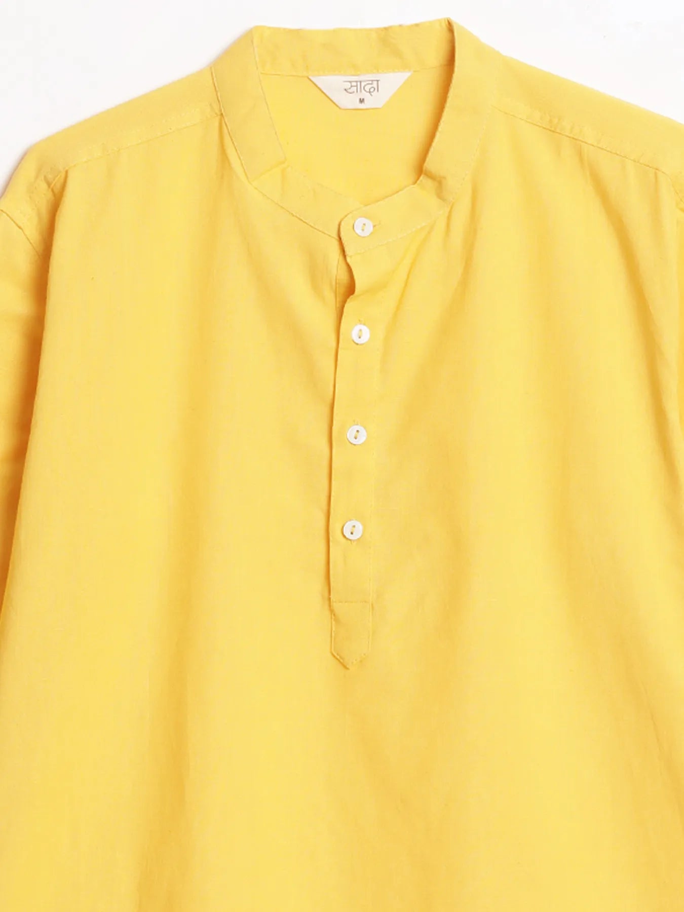 Men Yellow Airy Linen Short Kurta