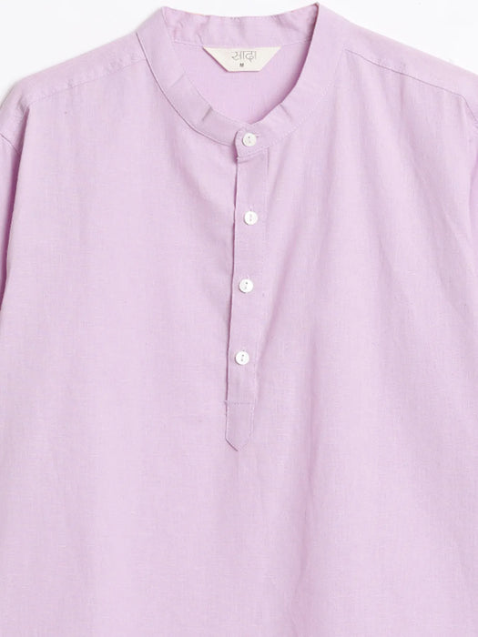 Men Lilac Airy Linen Short Kurta