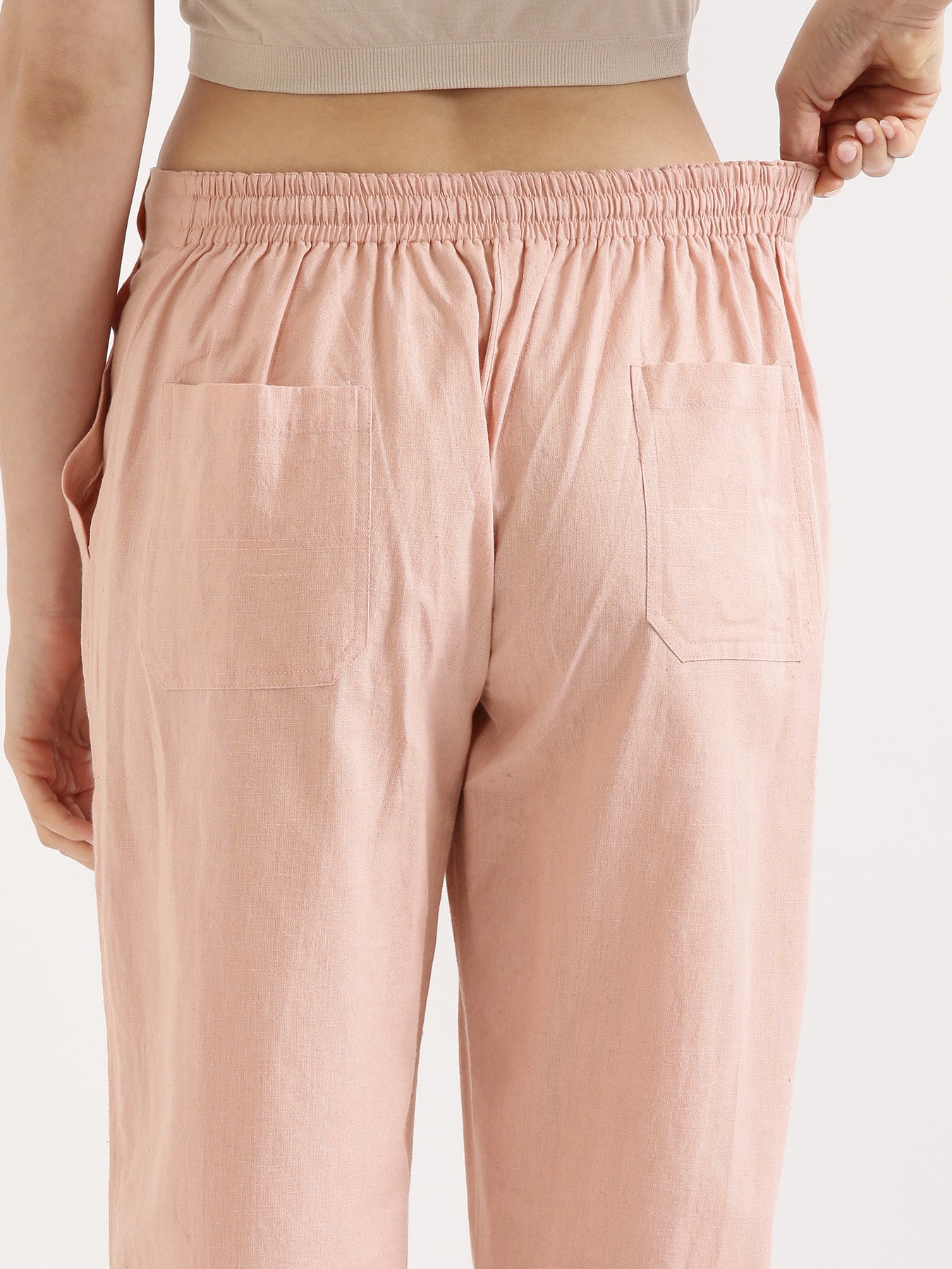 Salmon Pink Airy Linen Pants