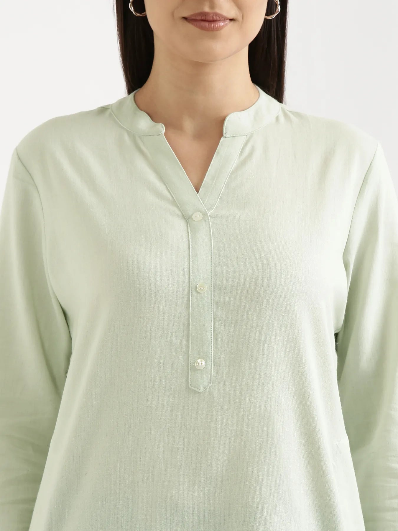 Women Mint Green Airy Linen Long Kurta