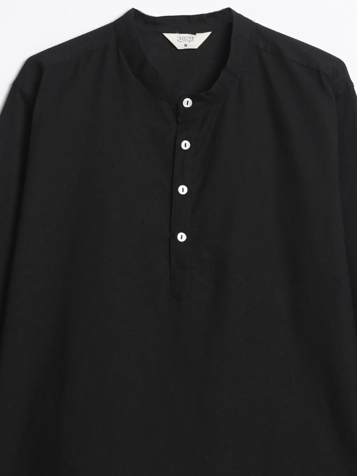 Men Black Airy Linen Short Kurta