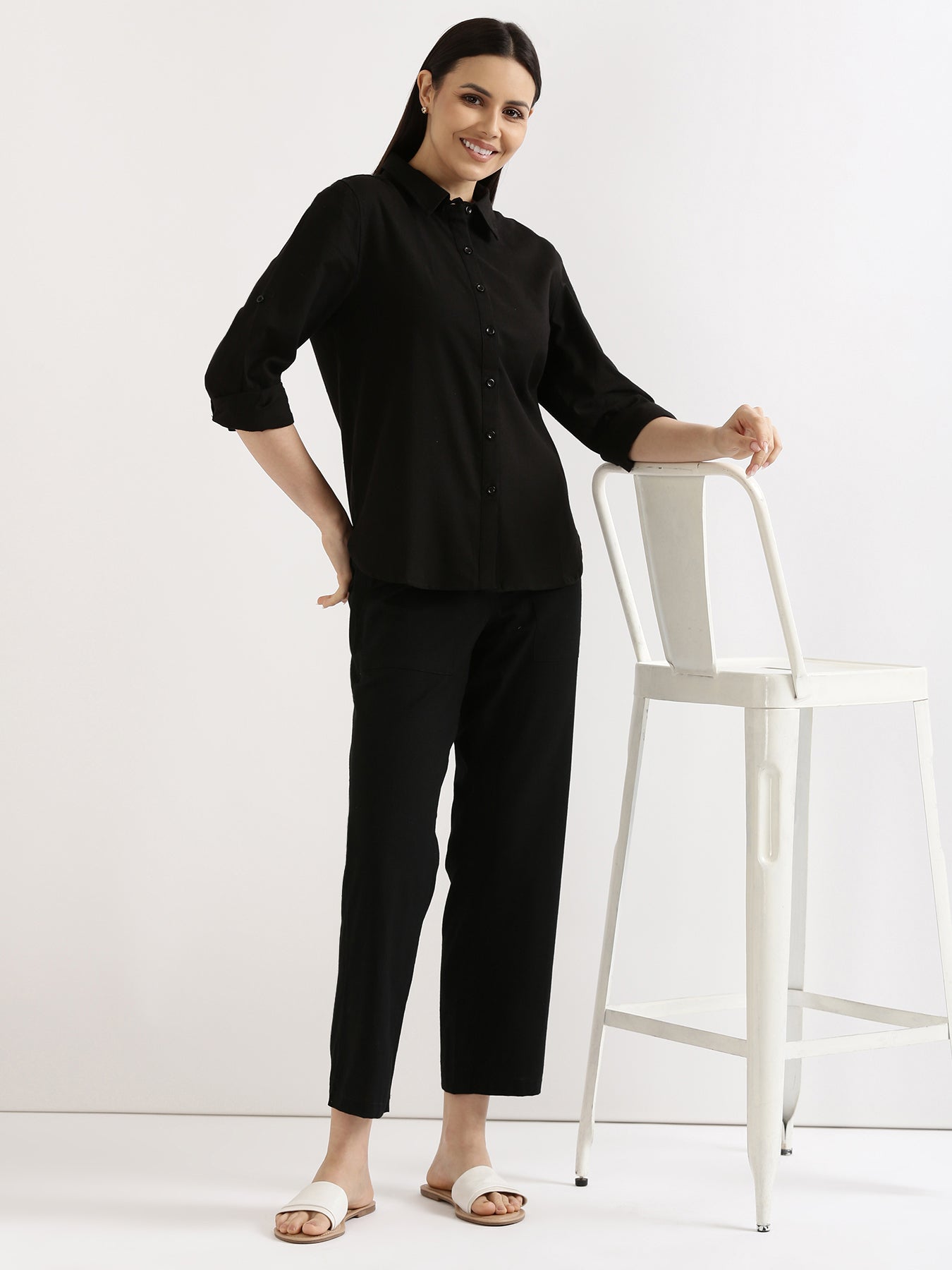 Black Airy Linen Pants