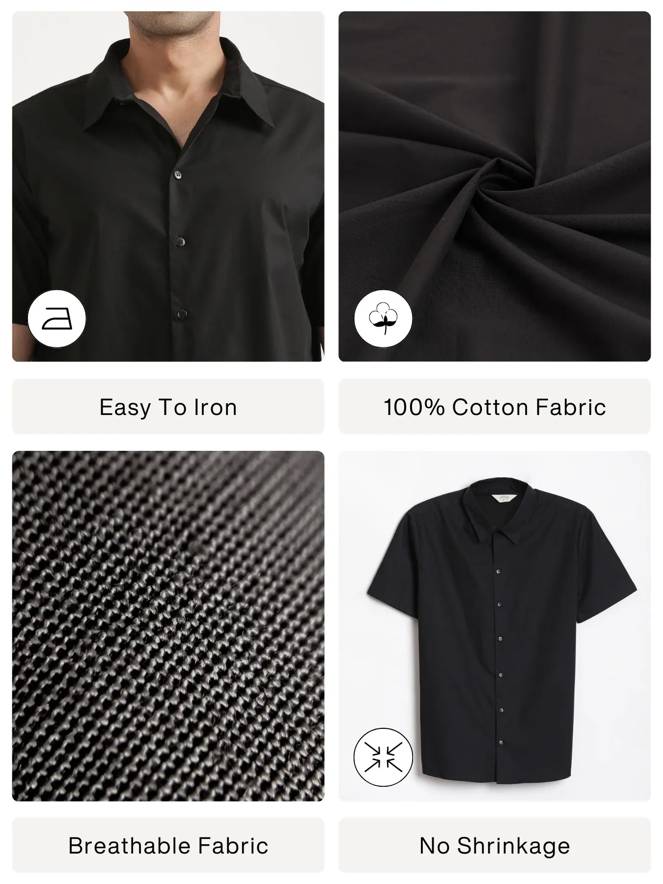 Men Black Better Cotton Short Sleeve Shirt