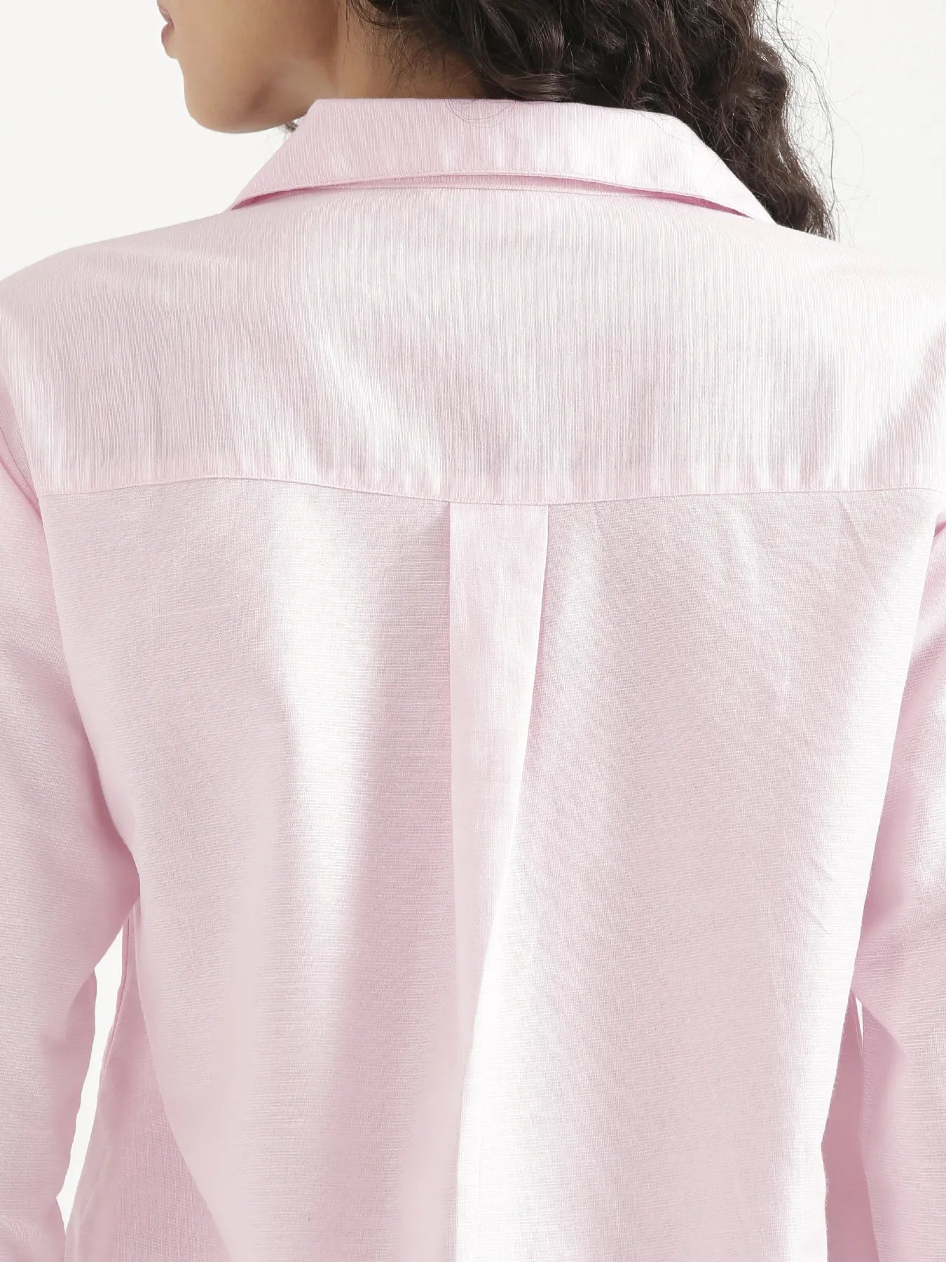Women Blush Pink Linen Blend Pleated Top & White Airy Linen Wide Leg Pants Pant Set