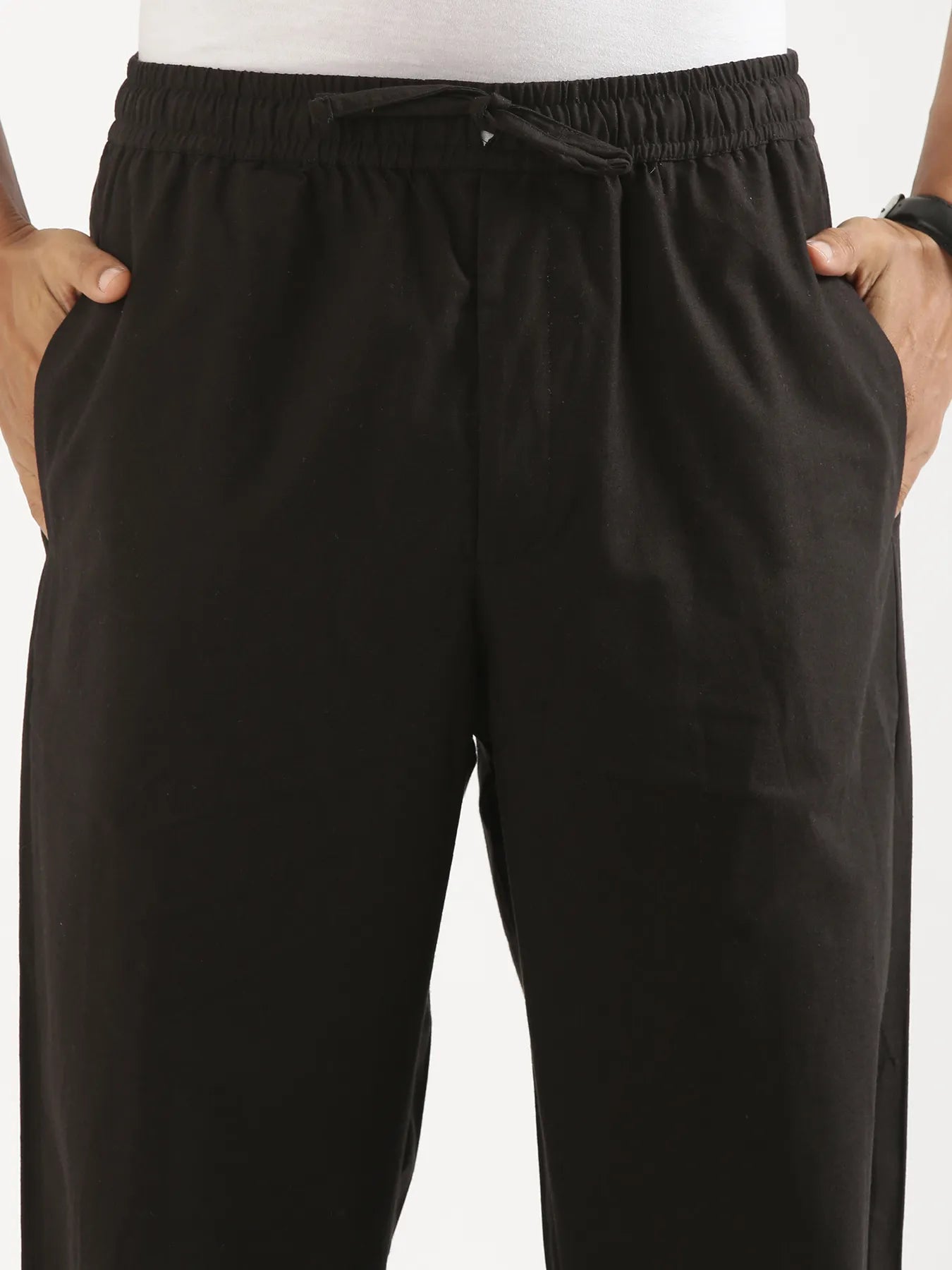 Men Black Cotton Pant