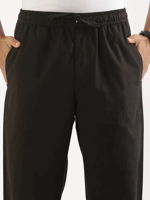 Men Black Cotton Pant
