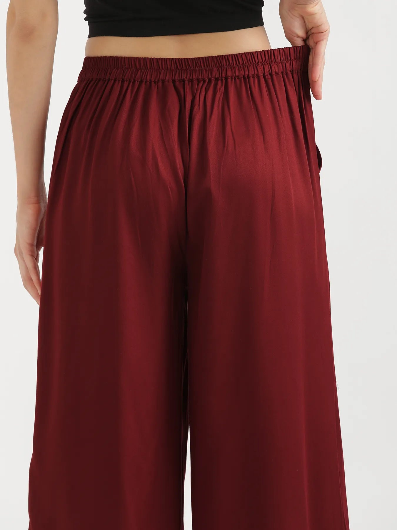 Women Maroon Viscose Palazzo Pant