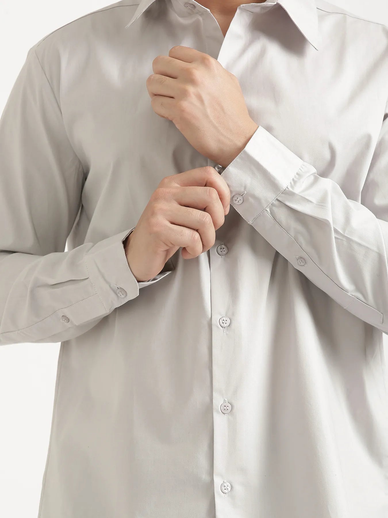 Men Light Grey Better Cotton Full Sleeve Shirt