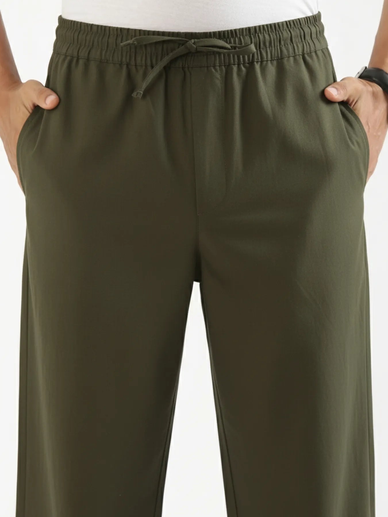 Men Olive Green Cotton Pant
