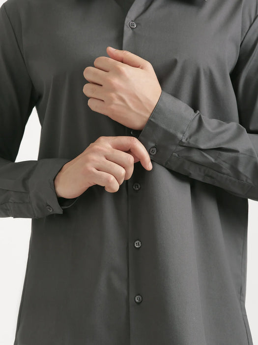 Men Dark Grey Better Cotton Full Sleeve Shirt