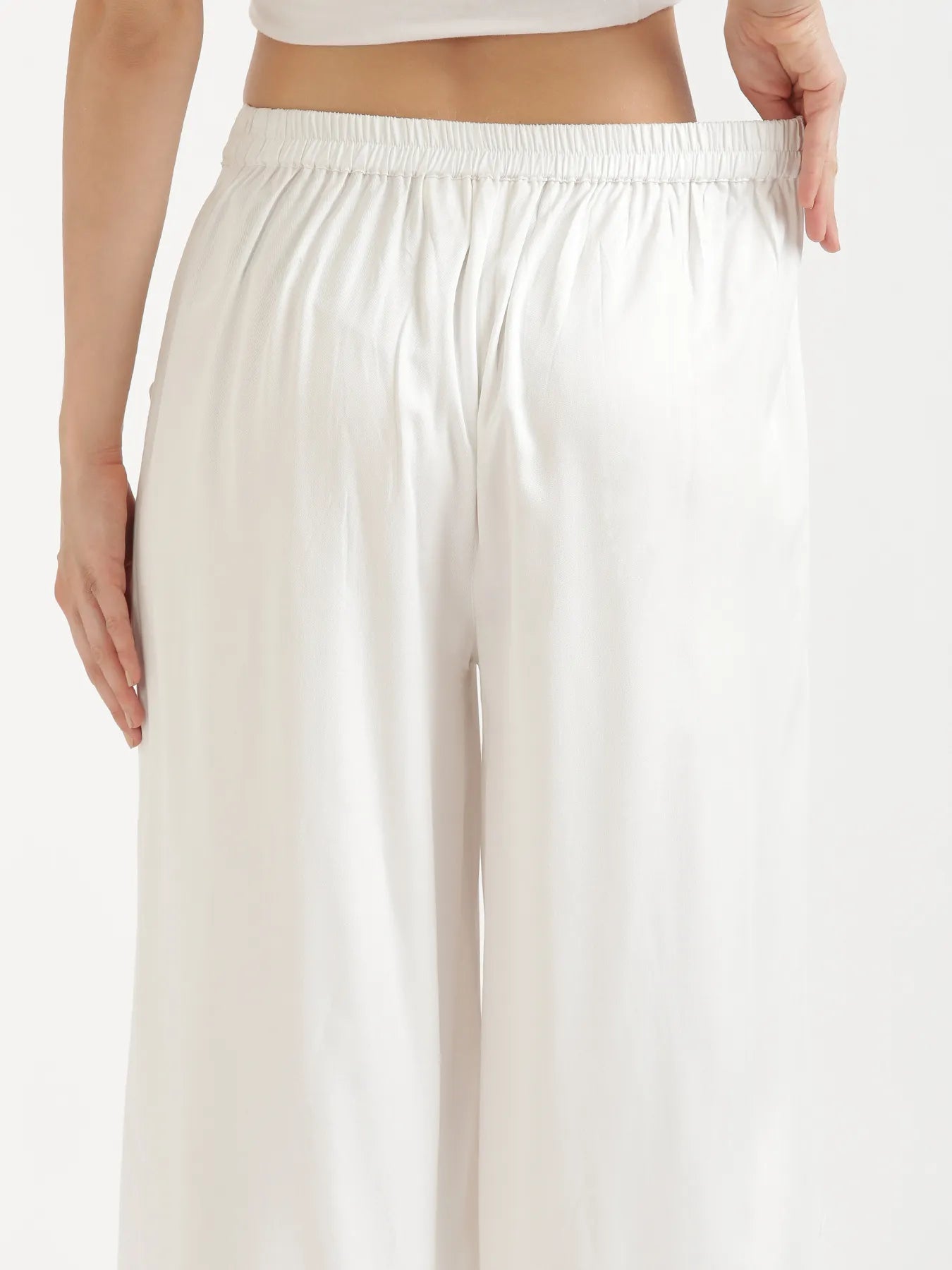 Women White Viscose Palazzo Pant