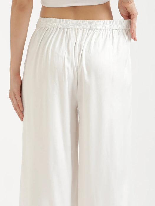 Women White Viscose Palazzo Pant