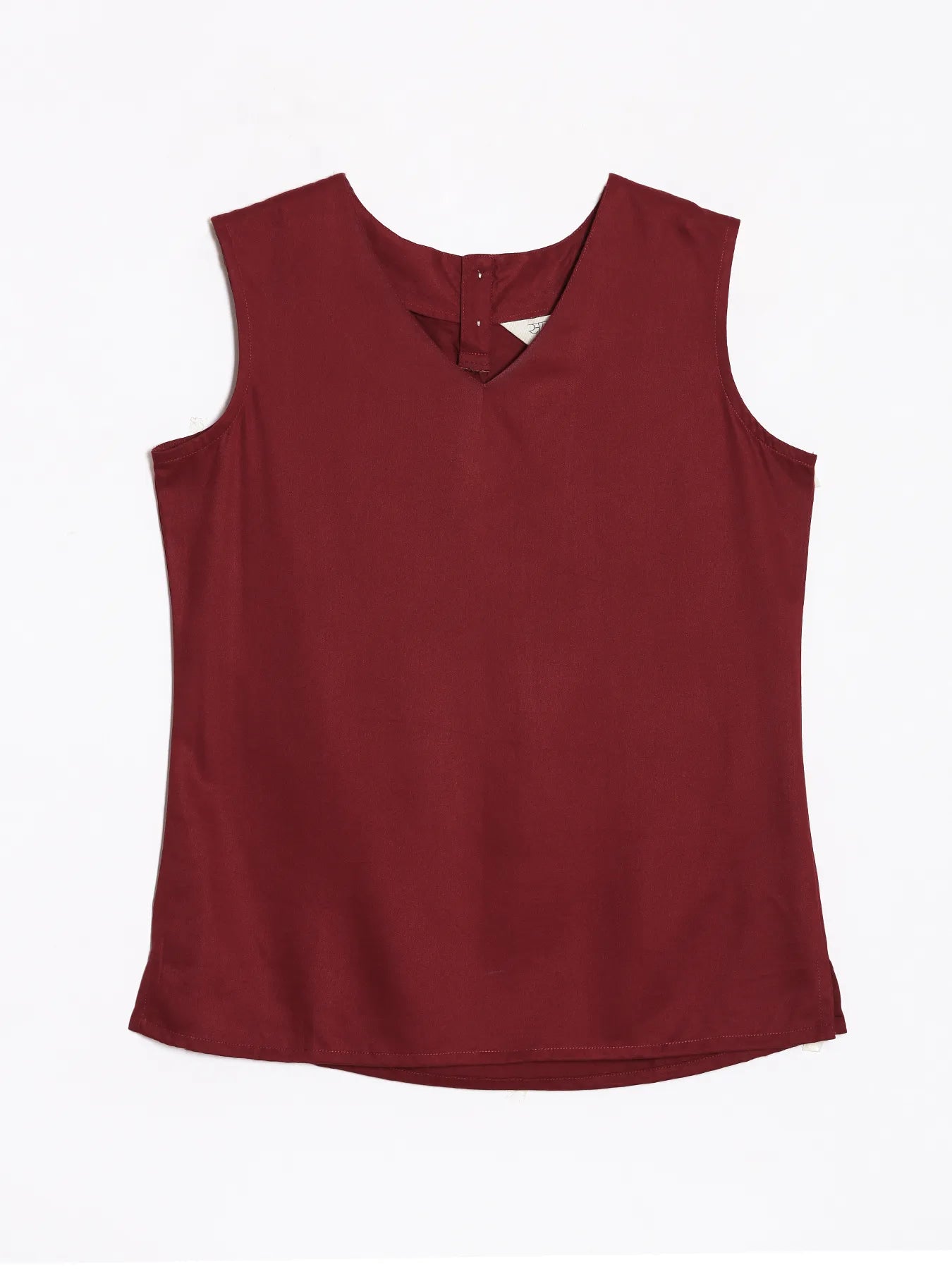 Women Maroon V-Neck Sleeveless Top