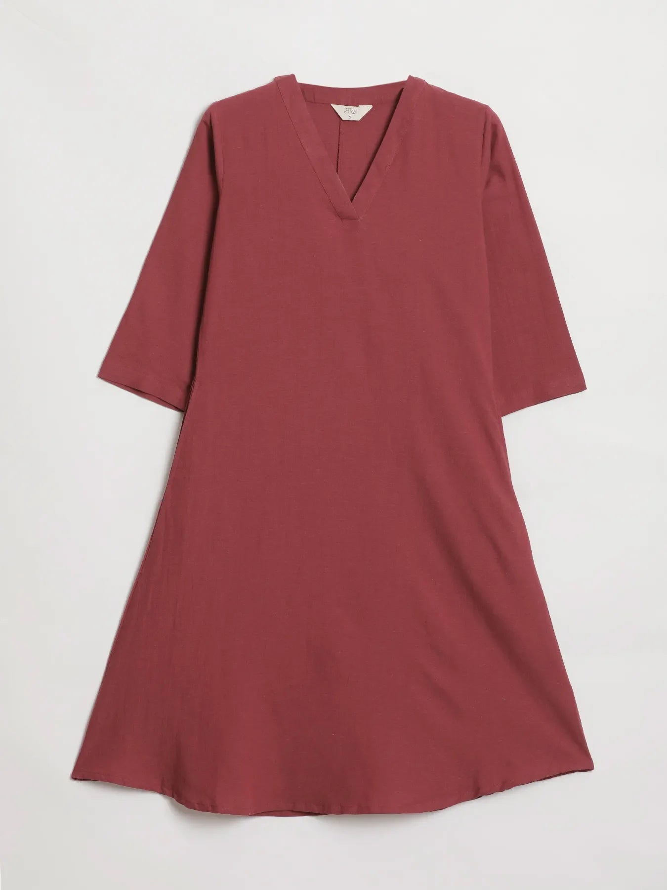 Women Maroon Flowy Linen A-Line Long Kurta