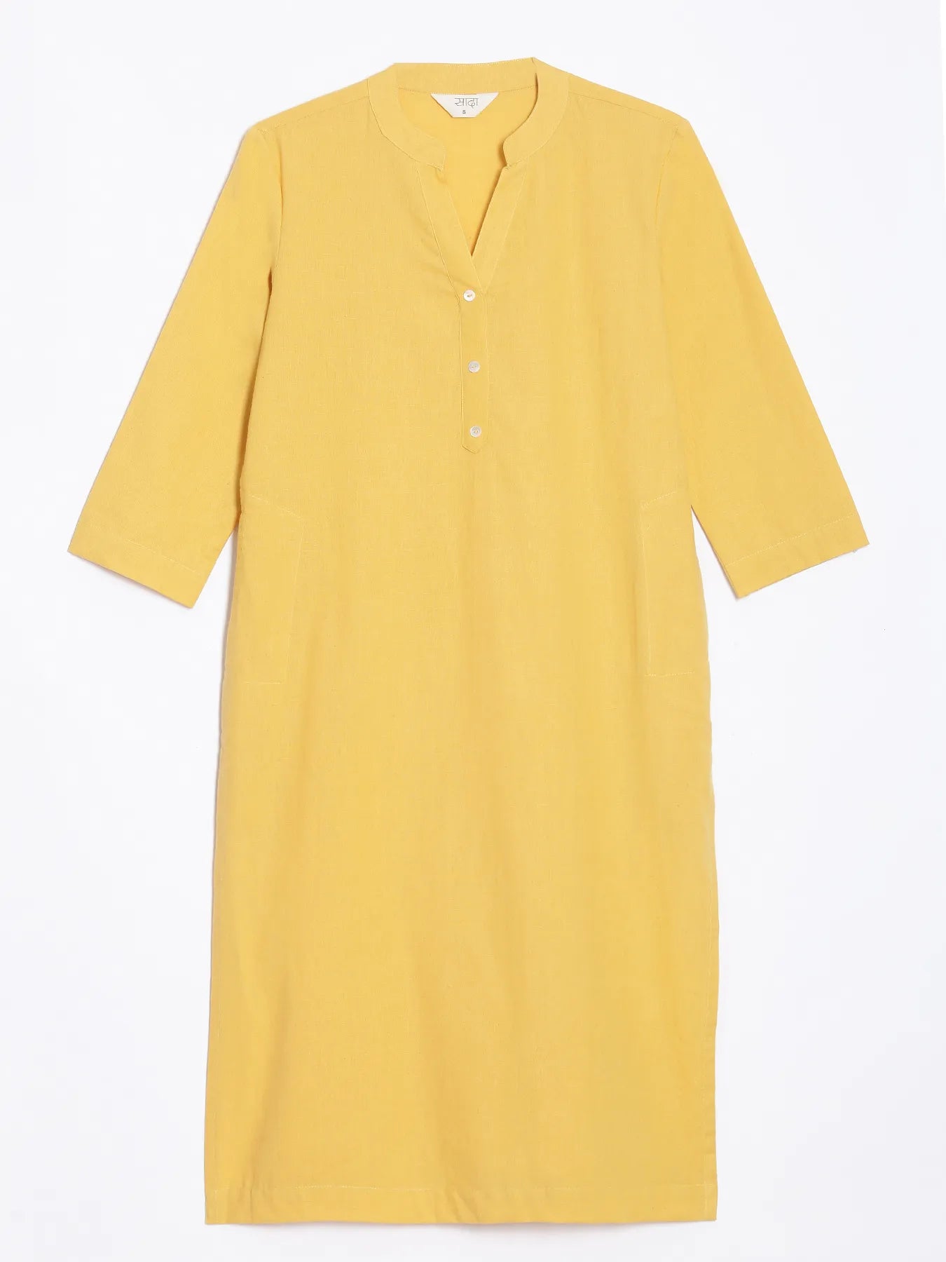 Women Yellow Airy Linen Long Kurta