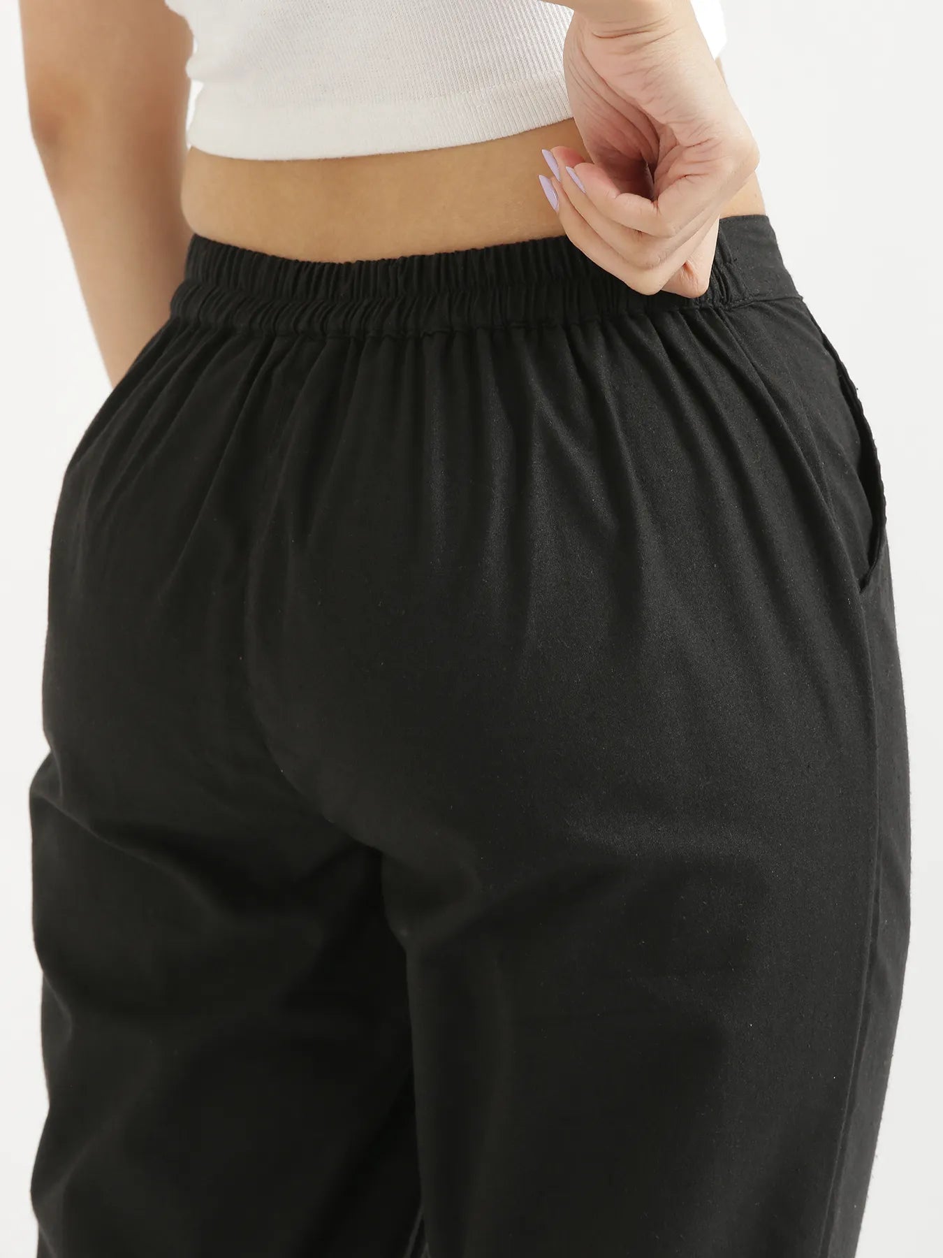 Women Black Cotton Pant