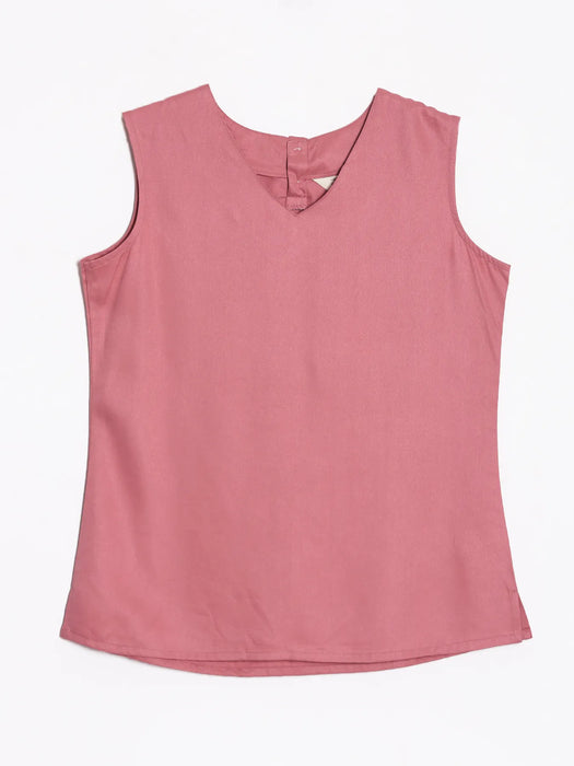 Women Rose V-Neck Sleeveless Top