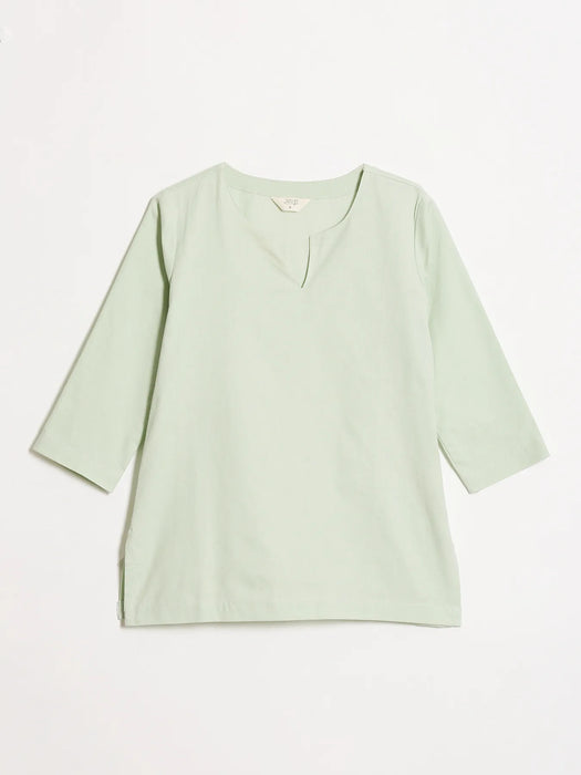 Women Mint Green Airy Linen Split Neck Short Kurta
