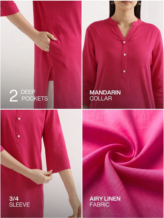 Pick Any 4 Women Airy Linen Long Kurta