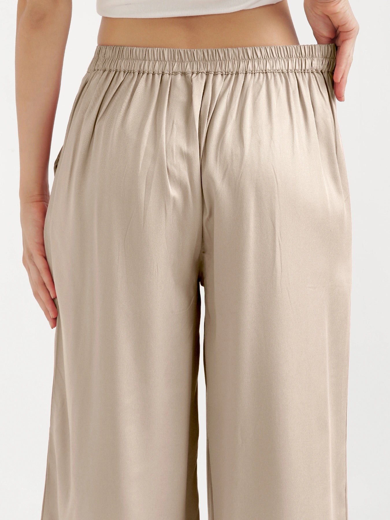 Women Taupe Viscose Palazzo Pant