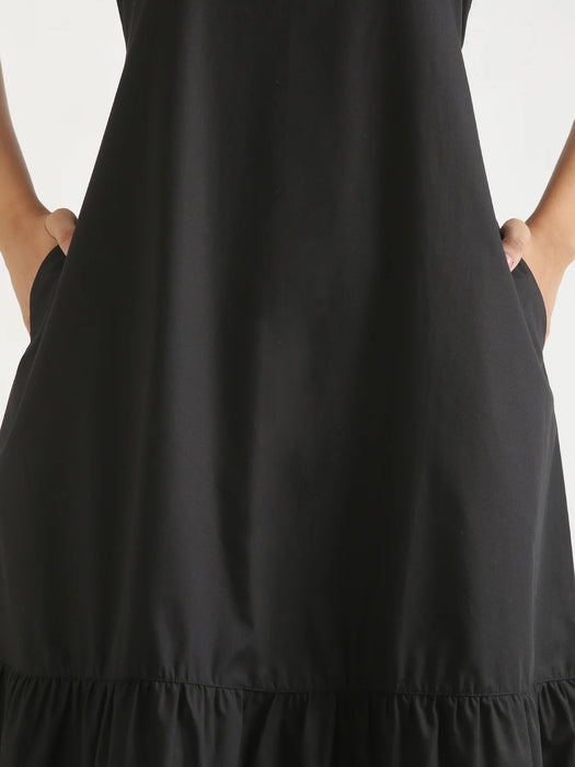 Women Black Better Cotton Tier Dress