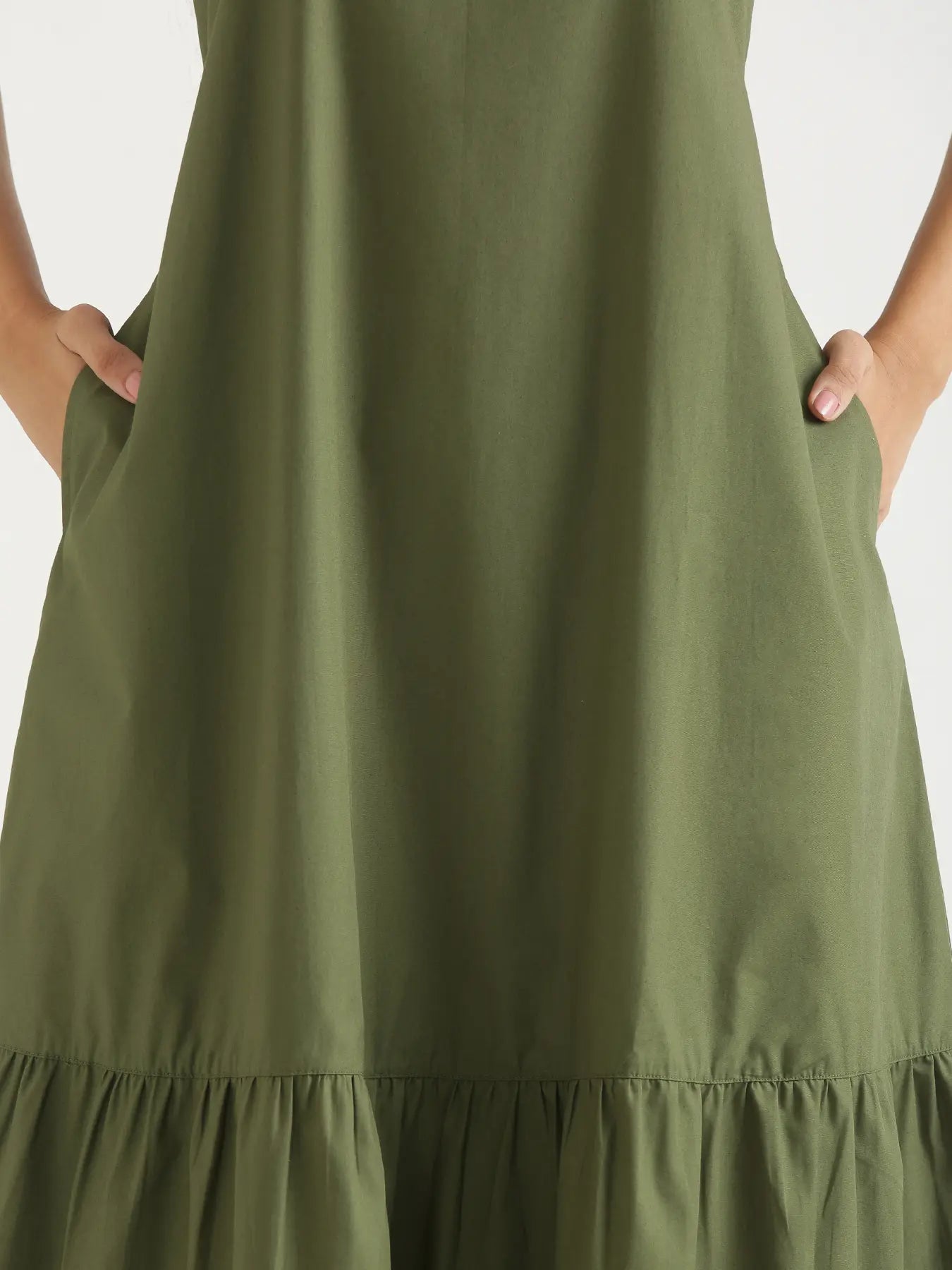 Women Forest Green Better Cotton Tier Dress