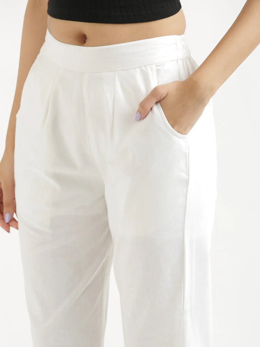 Women White Cotton Pant