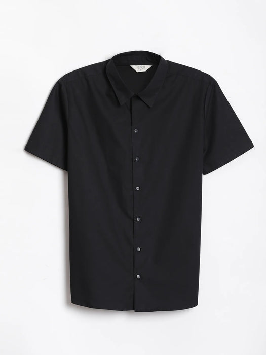 Men Black Better Cotton Short Sleeve Shirt