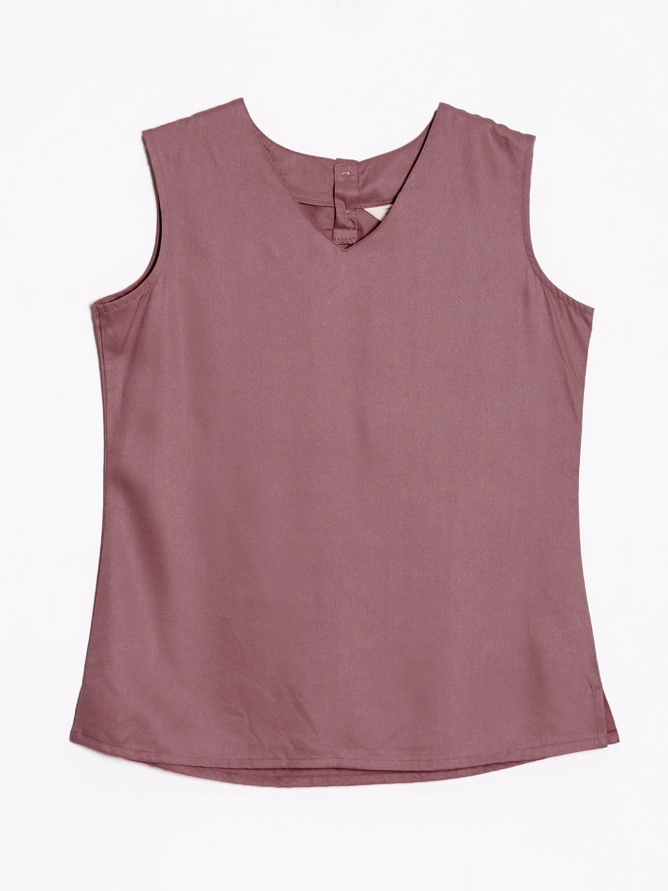 Women Rose Taupe V-Neck Sleeveless Top