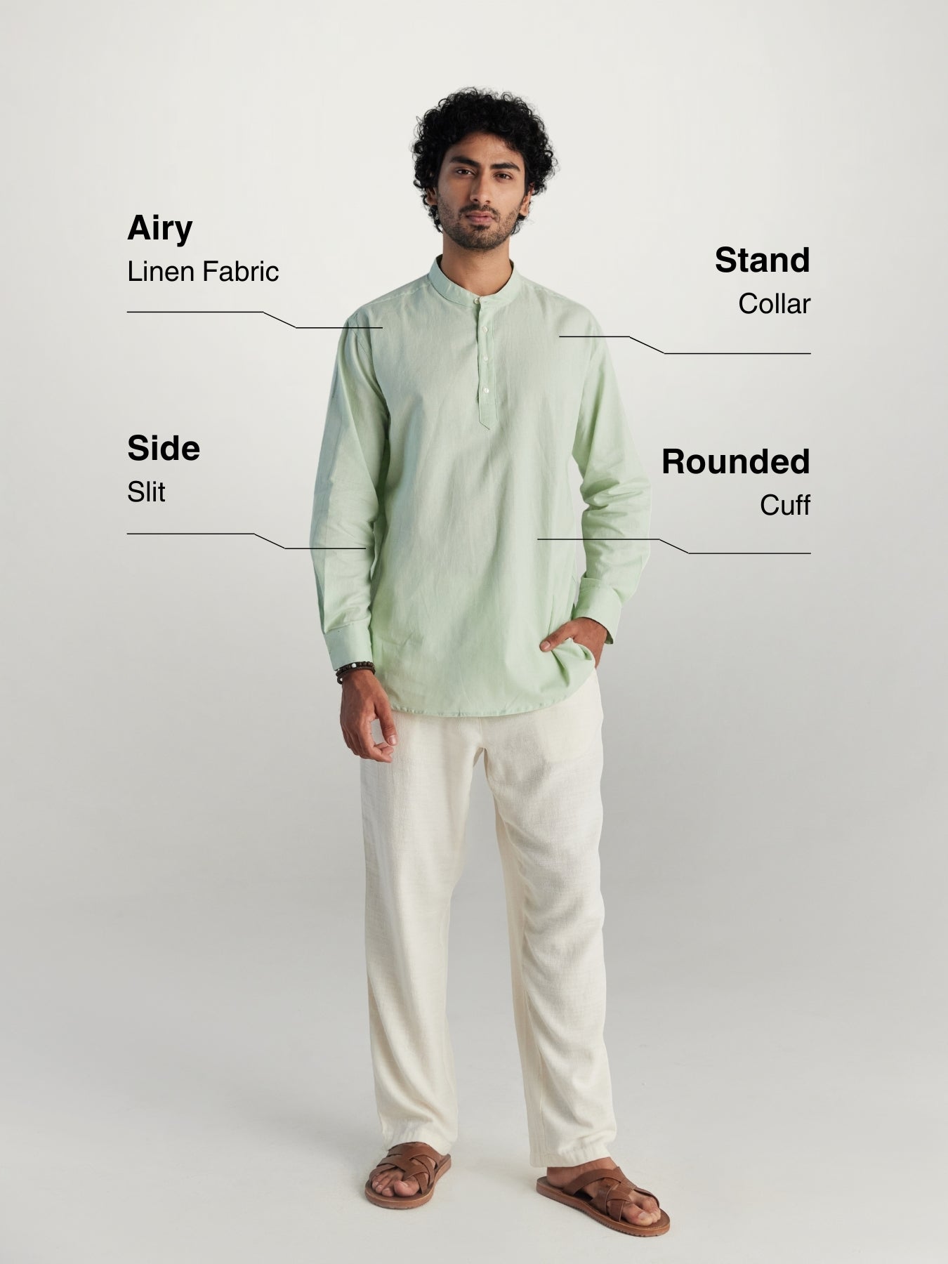 Mint Green Airy Linen Short Kurta