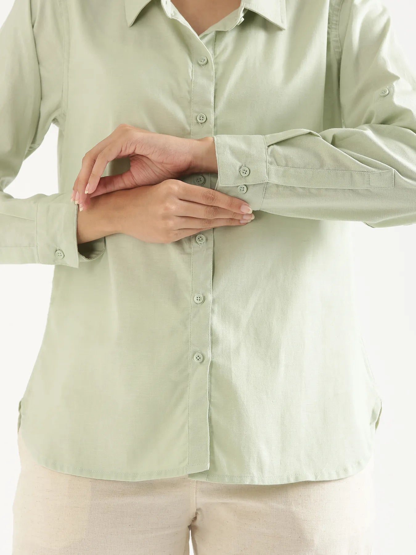 Women Mint Green Airy-Linen Shirt
