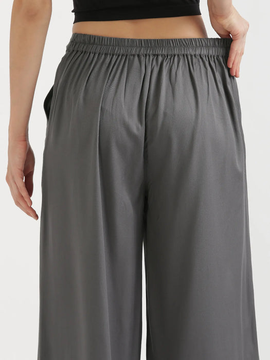 Women Grey Viscose Palazzo Pant