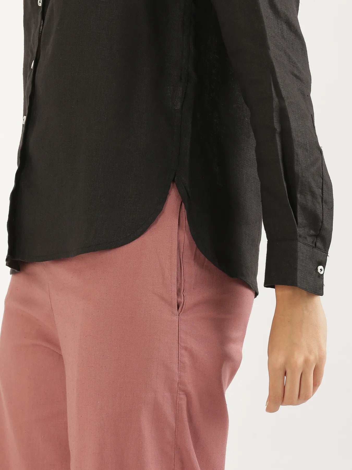 Women Black Pure Linen Shirt
