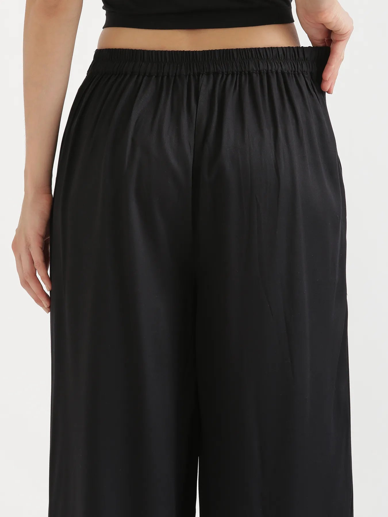 Women Black Viscose Palazzo Pant