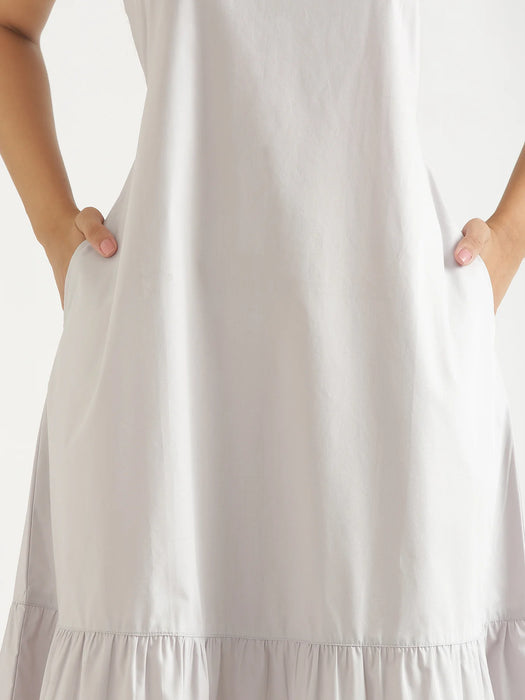 Women Grey Better Cotton Tier Dress