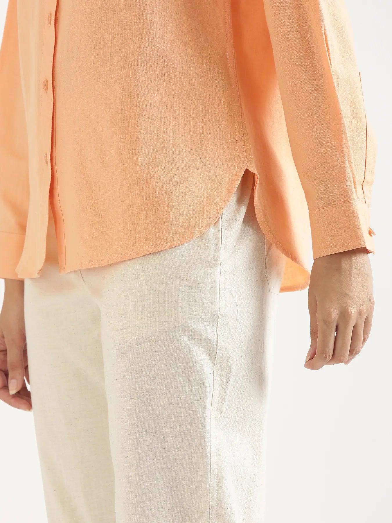 Women Peach Airy-Linen Shirt